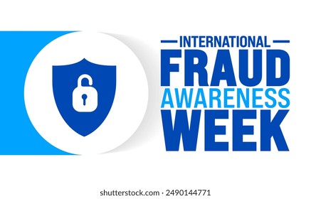 Die internationale Fraud Awareness Week findet jedes Jahr im August statt. Festliche Musik. Vorlage für Hintergrund, Banner, Karte, Poster, Plakat, Design-Vorlage mit einzigartigen Formen mit Standardfarbe.