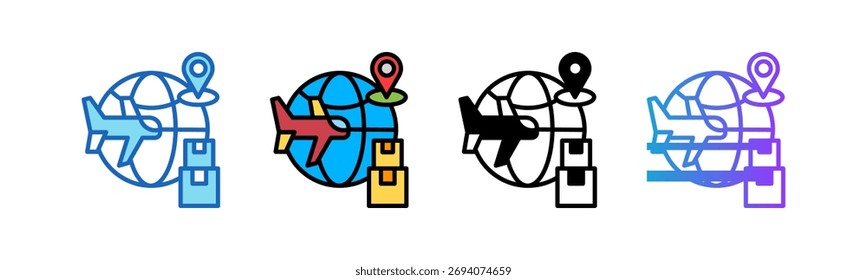 Ilustración vectorial multiestilo International Freight Icon