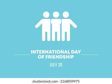 International friendship day background banner poster with three people icon isolated on blue background.