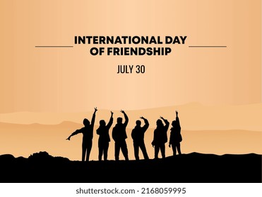 International friendship day background banner poster with six people group. - Shutterstock ID 2168059995