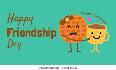 International Friendship Day Banner Background. Friendship Day Background, Banner, Poster, Greeting Card Design. Food Puns for Friendship Day.