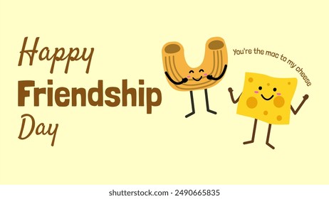 International Friendship Day Banner Background. Friendship Day Background, Banner, Poster, Greeting Card Design. Food Puns for Friendship Day.