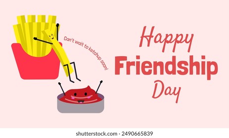 International Friendship Day Banner Background. Friendship Day Background, Banner, Poster, Greeting Card Design. Food Puns for Friendship Day.