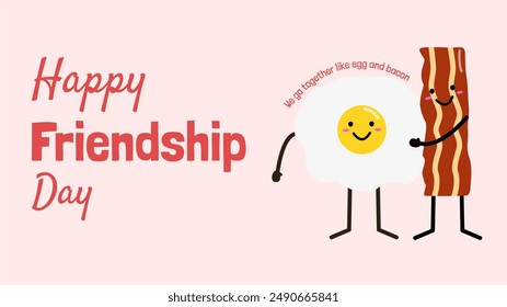 International Friendship Day Banner Background. Friendship Day Background, Banner, Poster, Greeting Card Design. Food Puns for Friendship Day.