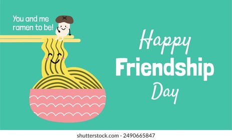 International Friendship Day Banner Background. Friendship Day Background, Banner, Poster, Greeting Card Design. Food Puns for Friendship Day.