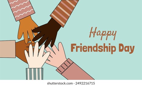 International Friendship Day Banner Background. Friendship Day Background, Banner, Poster, Greeting Card Design. Puns for Friendship Day.