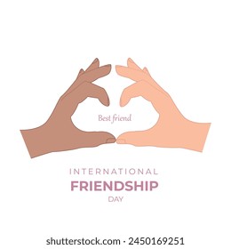 International Friendship Day. Best friend and hands as a symbol of friendship, vector illustration