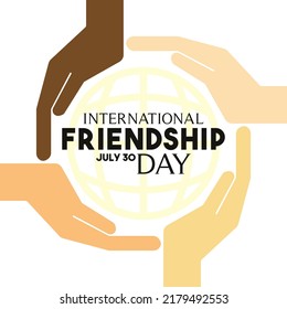 International Friendship Day Design On White Background. Holding Hands Icon. World Icon. Poster Or Banner.