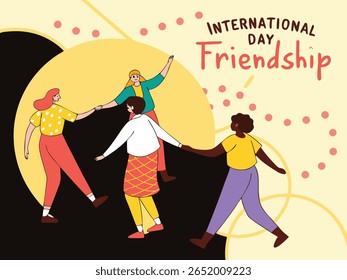 International Friendship Day Illustration of Diverse Happy Women Smiling Together

