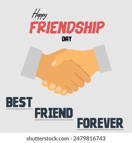 International friendship day illustration, with vector 2 hands shaking for social media post design template
