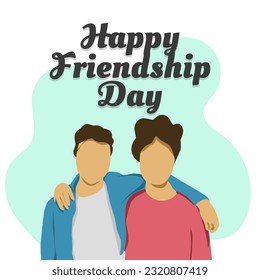 International friendship day on 30th of july, minimalist style poster greeting card design with flat characters