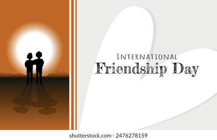 International Friendship Day poster with two friends together enjoying the sunset