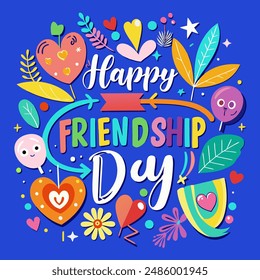 International Friendship Day Vector Illustration. T-Shirt Design, Poster, Banner, Festoon, Flyer, Greetings Card, Invitation Card