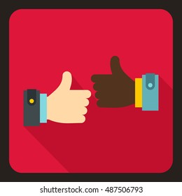 International gesture approval icon in flat style with long shadow. Gestural symbol vector illustration
