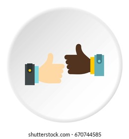 International gesture approval icon in flat circle isolated vector illustration for web