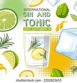 International gin and tonic day logo design illustration