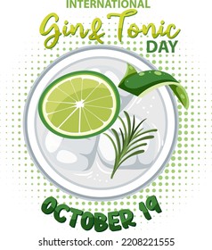 International gin and tonic day logo design illustration