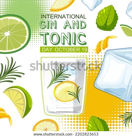 International gin and tonic day logo design illustration