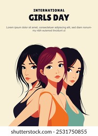 Fondo del Día Internacional de la Niña. Ilustración vectorial.