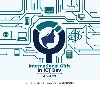 International Girls on ICT Day observed every year on April 23. banner, flyer, poster and social medial template design.