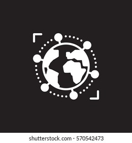 International, global business icon vector, filled flat sign, solid white pictogram isolated on black. Symbol, logo illustration