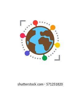 International, global business icon vector, filled flat sign, solid colorful pictogram isolated on white. Symbol, logo illustration