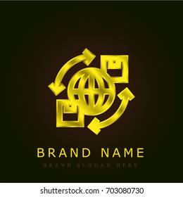 International golden metallic logo