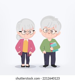 International grandparents day illustration cute cartoon vector.