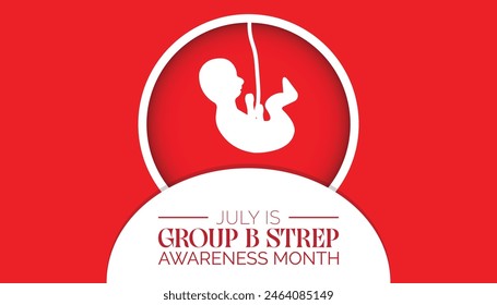 El Mes Internacional de Concienciación sobre el Estreptococo del Grupo B se celebra todos los años en julio. Plantilla para fondo, Anuncio, tarjeta, cartel con inscripción de texto.