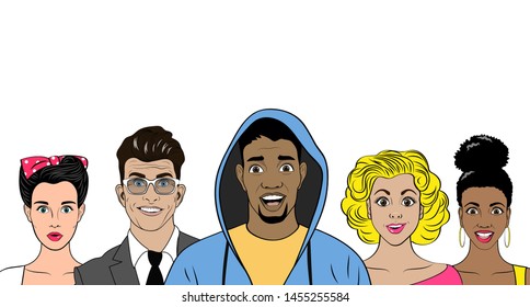 International group of people on white background. Vector illustration