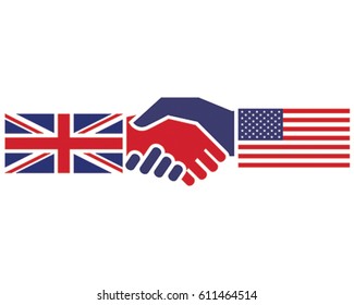 International Handshake Icon. Vector Illustration of two Nations shaking hands in agreement.