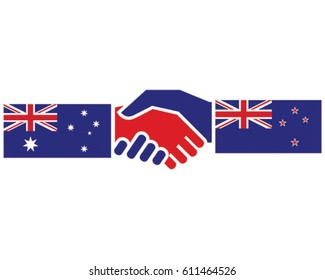 International Handshake Icon. Vector Illustration of two Nations shaking hands in agreement.