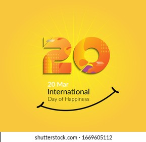 International Happiness 2020, March Holidays 2020, Vector Template Design. World Happiness Day. International Day Of Happiness 2020