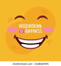 international happiness day lettering poster with emoji