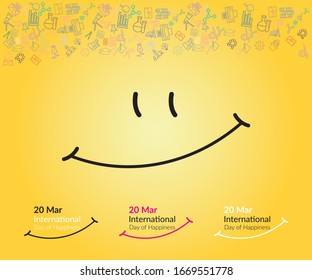 International Happiness, march holidays, Vector Template Design. world happiness day. International Day of Happiness 