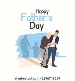 International Happy Father's Day Illustration, Help Father, Background Vector Template, Sunset Enjoy