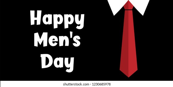 International happy men's day happy mens day. Vector tie, necktie, moustache, costume sign. Funny banner cover.  International mens day logo. father's, papa or dad day.