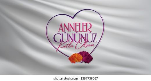 International Happy Mother's Day. Billboard, Poster, Social Media, Greeting Card template. (Turkish: Anneler Gununuz Kutlu Olsun.)