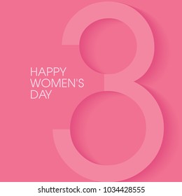International Happy Women's Day - 8 March holiday background with icon include '3' and '8' together. 