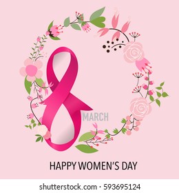 International Happy Women's Day. 8 March holiday background. Vector illustration.