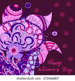 International Happy Women's Day celebration concept with stylish floral lace pattern. 8th March greeting card template. Vector illustration