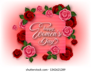International Happy Women's Day on pink background