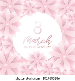 International Happy Women's Day with pink gold flower