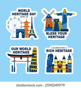 International Heritage Day Flat Cartoon Style Label for Social Media