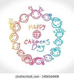 Fiesta Internacional Feliz Día del Niño. Logotipo circular Día Internacional del Niño.