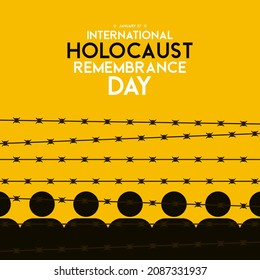 International Holocaust Remembrance Day. January 27. Human Icon And Barbed Wire. Poster Or Banner Design Vector Illustration.