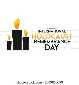 International Holocaust Remembrance Day. January 27. Three Candles Icon And Barbed Wire. Poster Or Banner Design Vector Illustration.