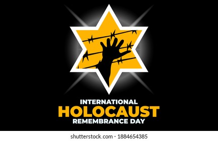 International Holocaust Remembrance Day is an international memorial day on 27 January commemorating the tragedy of the Holocaust that occurred during the Second World War. Star of David. Vector EPS10