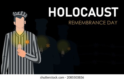 Internationaler Holocaust-Gedenktag, Vektor, 27. Januar. Opfer von Konzentrationslagern.