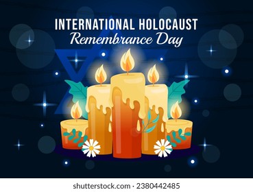 International Holocaust Remembrance Day Vector Illustration on 27 January with Yellow Star and Candle to Commemorates the Victims in Flat Background